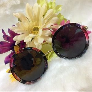 Colorful Floral Flirty Dark Lenses Sunglasses NWOT
